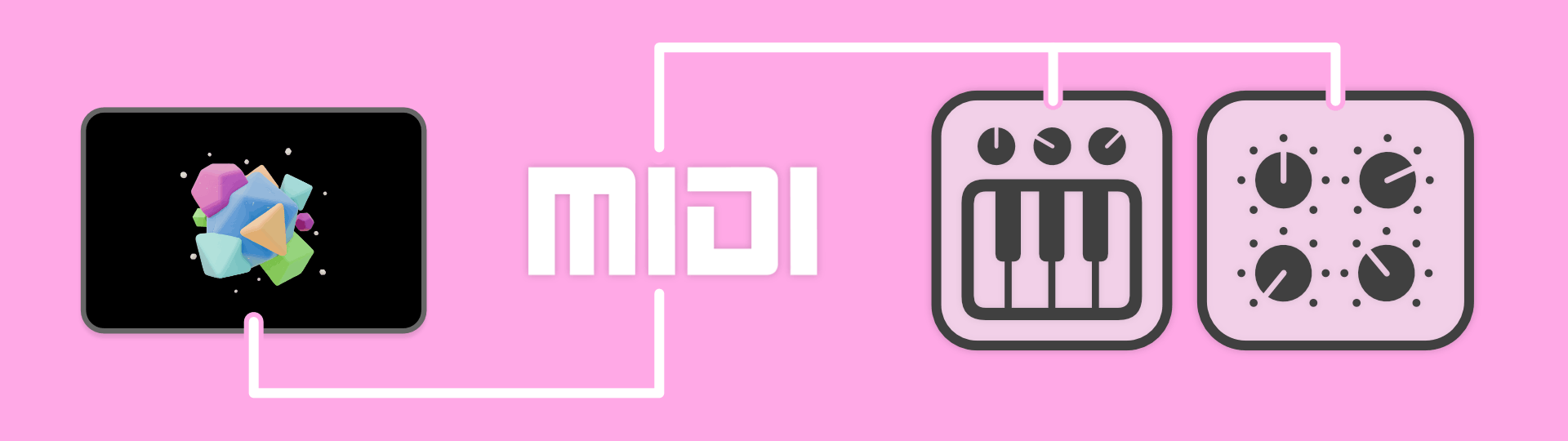 Playtonik connected by MIDI to a keyboard & control surface.