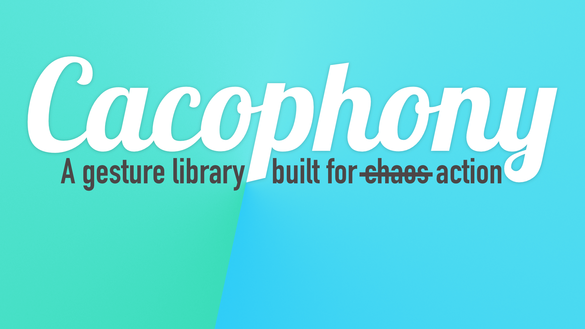 Cacophony gesture library banner with a hand performing a pinch gesture.