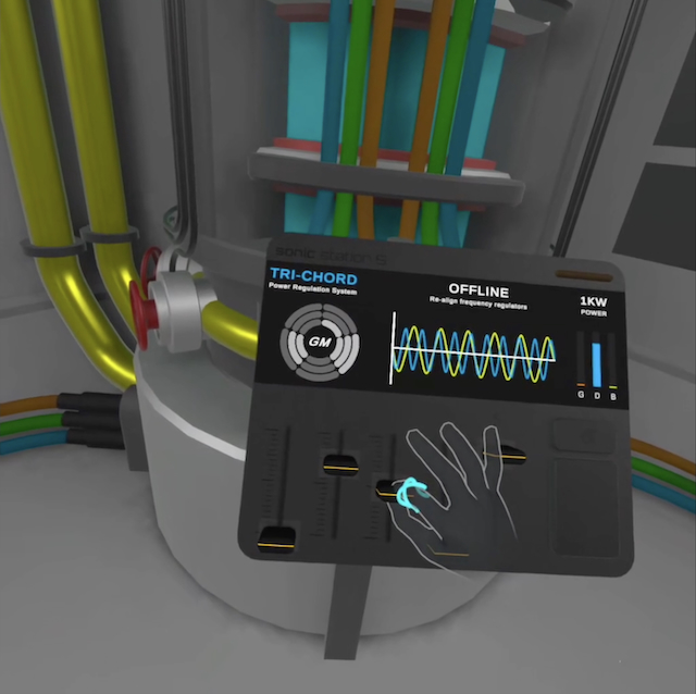 Sonic Escape virtual reality power regulation puzzle.
